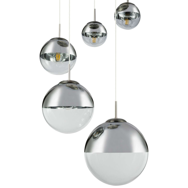 LAMPA wisząca VARUS 15851-5 Globo szklana OPRAWA zwis kaskada szklane kule balls chrom przezroczyste