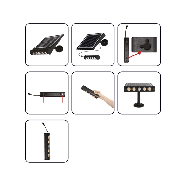 Solarna lampa elewacyjna Talent EKO8328 LED 8W IP65 czarna