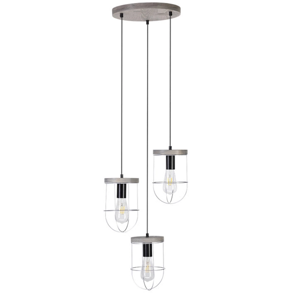 Industrialna lampa wisząca NETUNO 1871759357R druciana zwis drewno srebrny