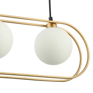 Modernistyczna LAMPA wisząca GROSETTA PND-53423-3-GD Italux owalny zwis do sypialni złoty biały