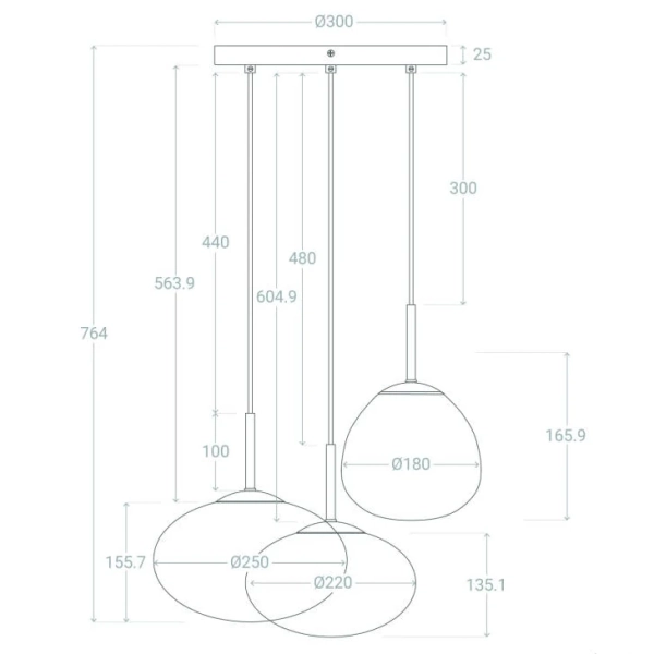 Potrójna lampa wisząca Sfero ABR-3SKCR Abruzzo pomarańczowy różowy złoty
