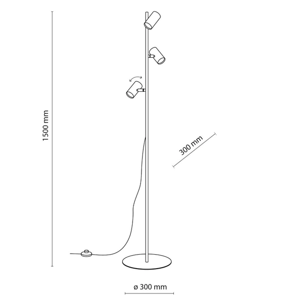Lampa podłogowa stojąca Top 16064 do salonu obrotowe tubki czarna