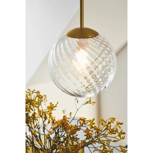 Kulista lampa wisząca nad stół Chisell 2312073035 szklana mosiądz