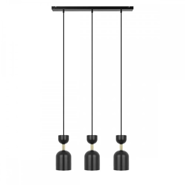 Metalowa lampa wisząca SUPURU SUL332P0 czarna złota tuba 3xGU10 do salonu