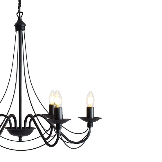 Żyrandol świecznik Róża 397K1 Aldex lampa pałacowa 6-punktowa czarna