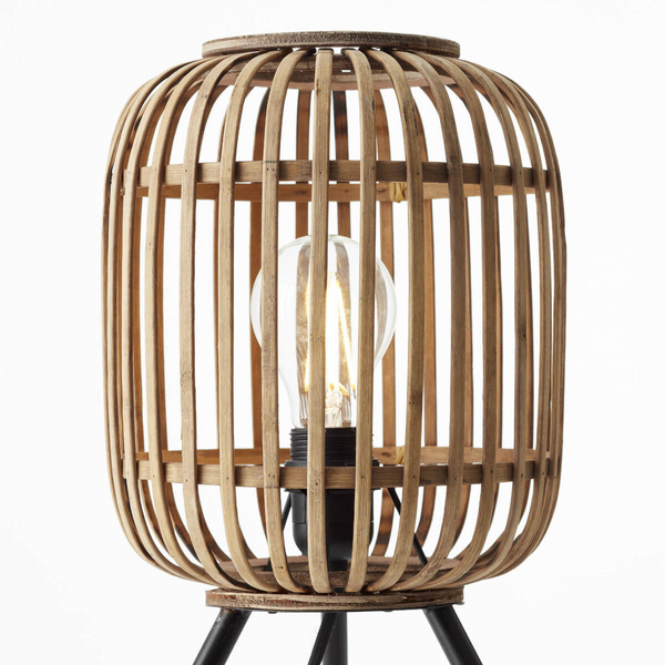 Stołowa lampka tuba Woodrow 93775/20 bambusowa beżowy czarny