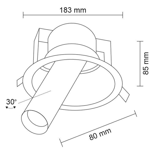 Sufitowa LAMPA wpust YAKUMO 7807 Shilo wpuszczana OPRAWA regulowana tuba metalowa biała