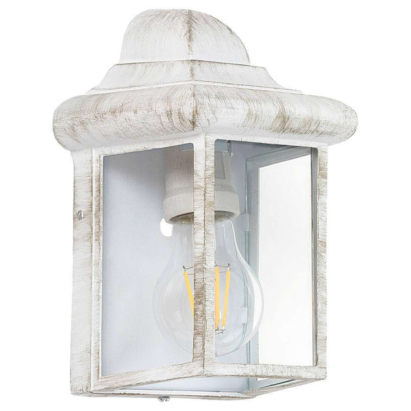 Zewnętrzna LAMPA ścienna NORVICH 8753 Rabalux ogrodowa OPRAWA elewacyjny kinkiet outdoor IP43 antyczny biały przezroczysty