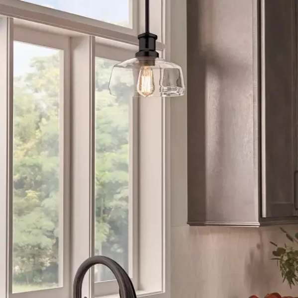 Wisząca lampa do kuchni Nottinghill grafitowa klasyczna szklana ELS-NOTTINGHILL-P-GR