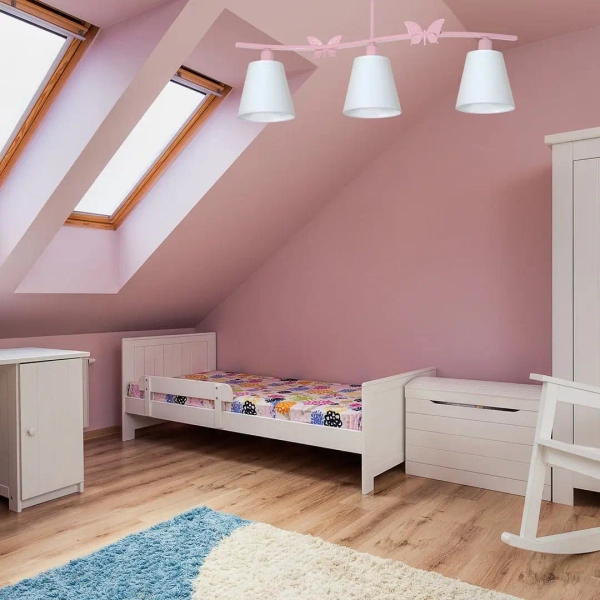 Dziecięca lampa wisząca potrójna ALICE PINK MLP979 motyle różowa
