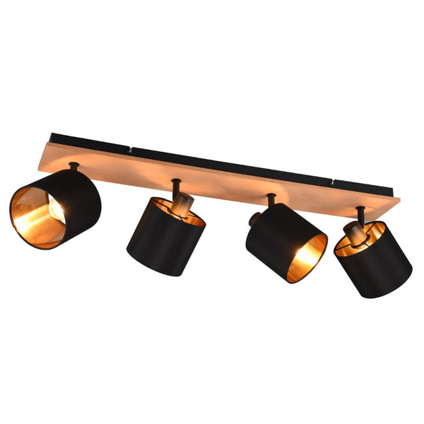 Lampa materiałowa na sufit IKERIS DL030-81334 drewniany czarny złoty