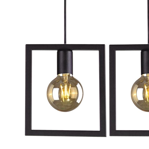 Wisząca LAMPA kwadratowa Lavaya K-4033 Kaja metalowa OPRAWA na listwie ZWIS ramki frame czarne