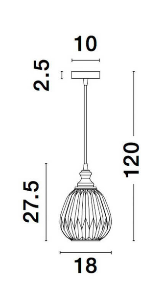 LAMPA wisząca BAILEN LE41892 Luces Exclusivas szklana OPRAWA zwis łezka chrom szara