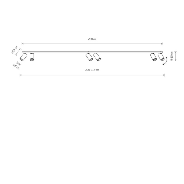 Sufitowa lampa pokojowa Mono z reflektorkami czarna mosiądz