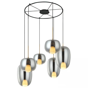 Molekułowa wisząca lampa do jadalni 22147 nad stół kule przydymione złoty