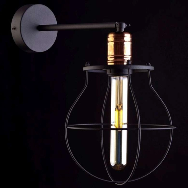 Kinkiet LAMPA ścienna MANUFACTURE 9742 Nowodvorski metalowa OPRAWA industrialna klatka druciana miedź czarna