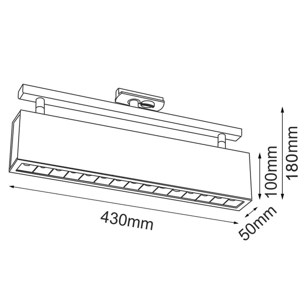 Prostokątna lampa do szyn Glare 6332 BROSline LED 2W 3000K biała