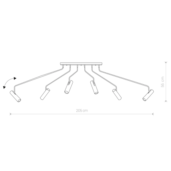 Pająk lampa sufitowa Eye 6505 czarna do sypialni z regulacją