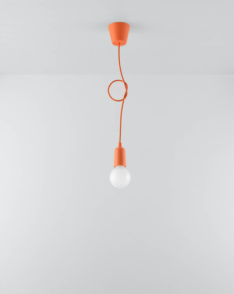 Wisząca LAMPA industrialna SL.0584 OPRAWKA na żarówkę ZWIS kabel przewód pomarańczowa