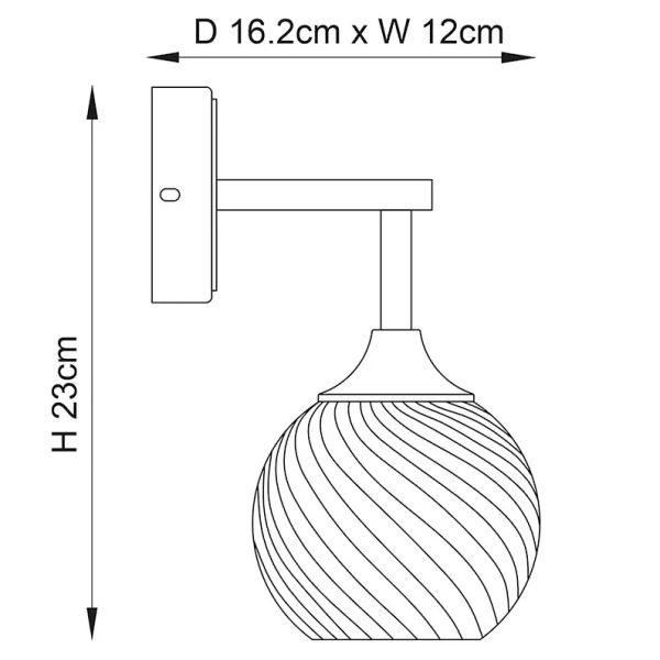 Szklany ścienny kinkiet Allegra 104052 ryflowany nikiel