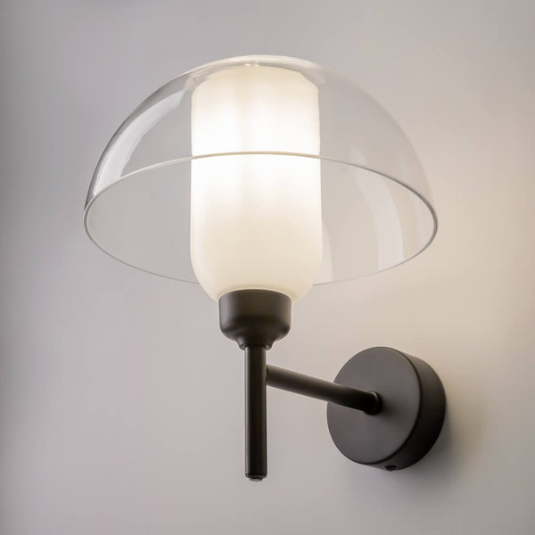 Naścienna lampa do przedpokoju Memory MOD177WL-01B czarna przezroczysta