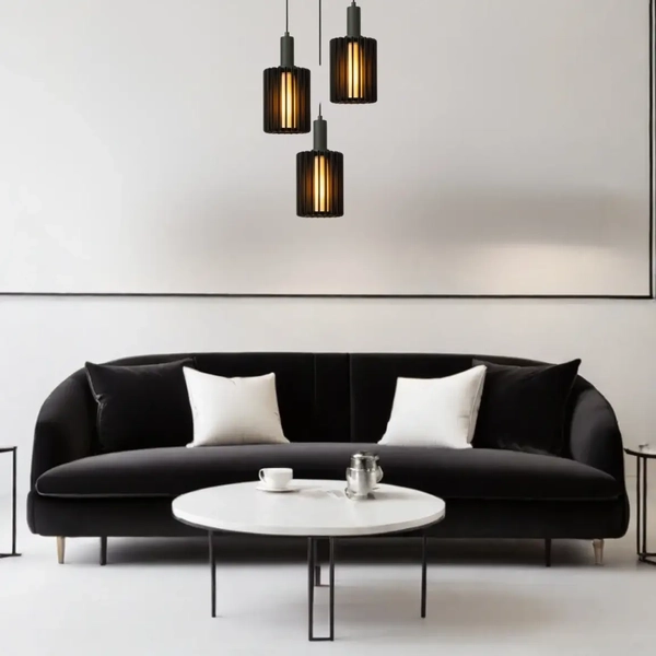 Potrójna lampa zwisowa Lambres 45410/13/30 Lucide metalowa czarna