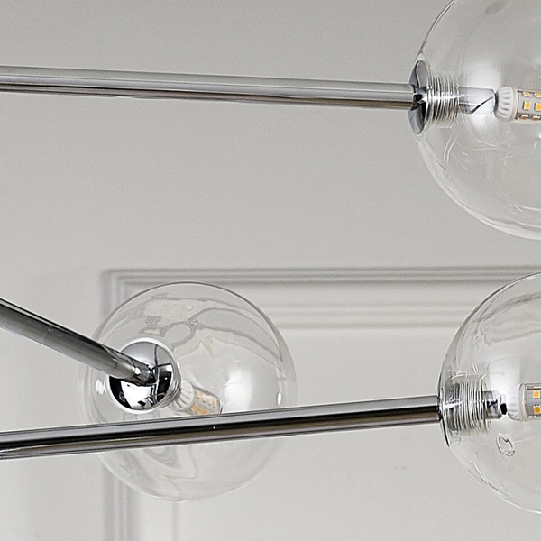 Wisząca lampa salonowa sticks Sola ST-5020-12 Step szklane kule chrom