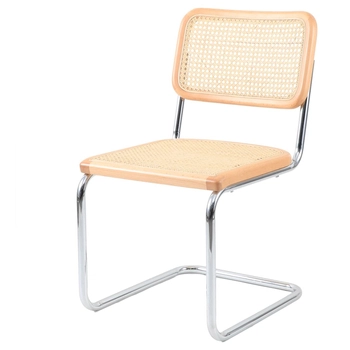 Krzesło do kuchni VIENNA MH-014CH-CHN Step rattanowe chrom beżowe