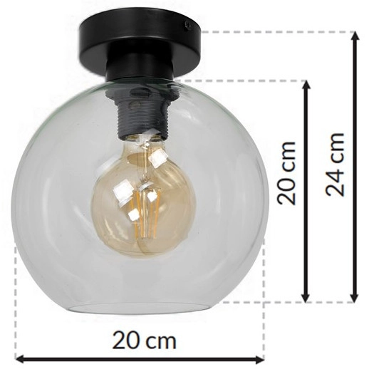 Loftowa LAMPA sufitowa SOFIA MLP6573 Milagro szklana OPRAWA skandynawska kula czarna przezroczysta