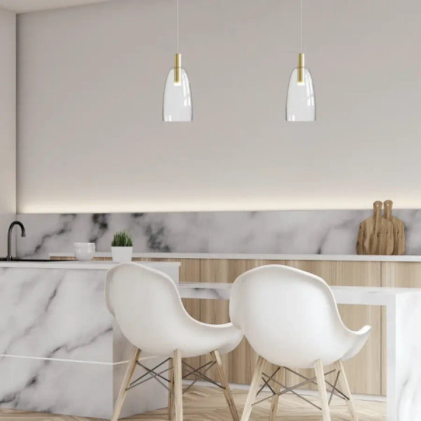 Ledowa wisząca lampa 1966 LED 7W 3000K szklana do jadalni złoty