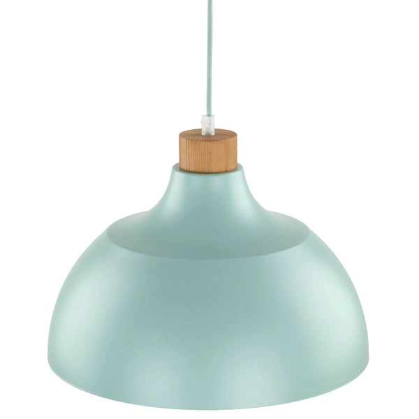 Lampa zwisowa do przedpokoju Cap 5901 kopuła metalowa drewniany miętowy