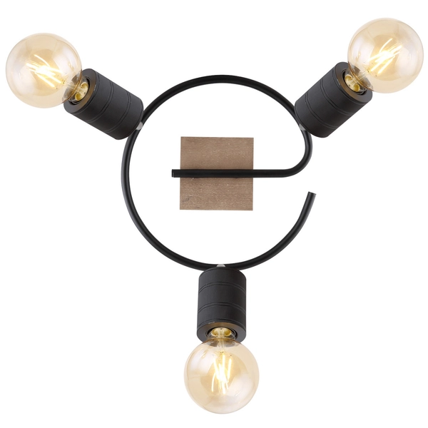 Regulowana LAMPA sufitowa JOSELLA 54033-3 Globo metalowa OPRAWA reflektorki czarne drewno
