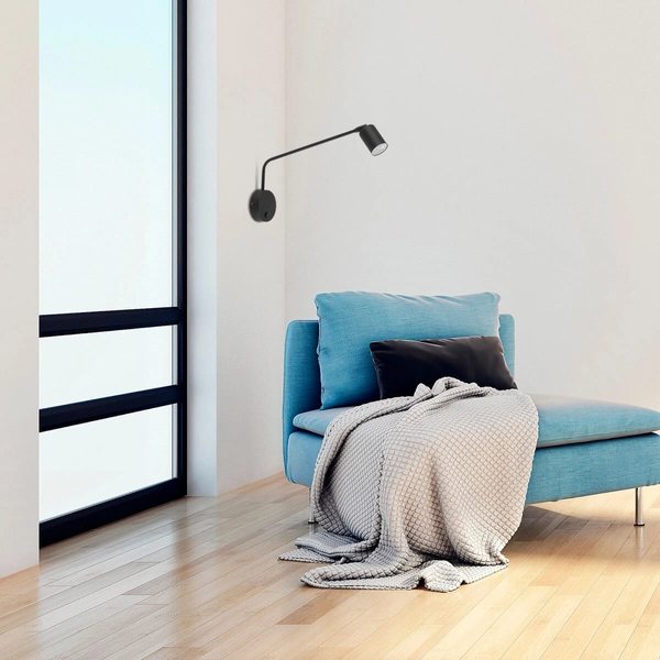 Lampa ścienna z włącznikiem Logan 4743 loftowa regulowana czarna