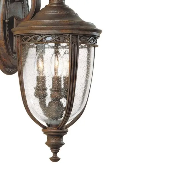 Zewnętrzna LAMPA elewacyjna English FE-EB2-M-BRB Elstead FEISS ścienna OPRAWA klasyczna latarenka outdoor IP44 brąz przezroczysta