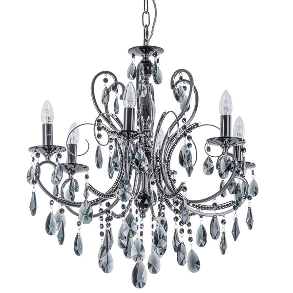 Pałacowa LAMPA wisząca BAROCCO MD72709-6B Italux świecznikowy ŻYRANDOL z kryształkami crystal maria teresa czarny przezroczysty