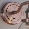 Antyczny kinkiet ścienny metal szkło miedź przezroczysty Hansen OUTLET