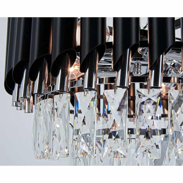 Kryształowa lampa wisząca Toledo 6260/4 8C BL glamour czarna chrom