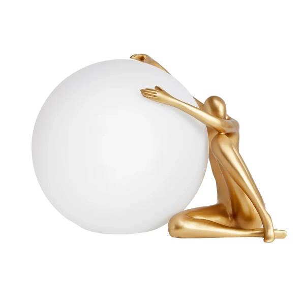 Lampa stołowa dekoracyjna WOMAN ST-6022-A biała złota włókno szklane akryl E27 kulista