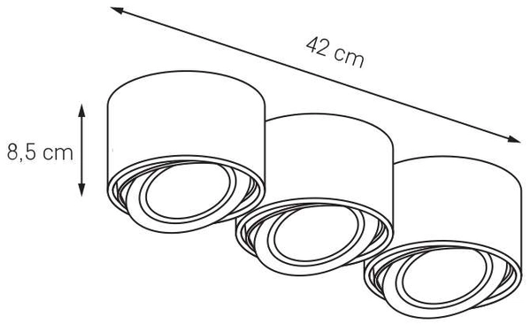 Sufitowa lampa natynkowa LUMOS 3 70256302 Kaspa spot ruchome reflektorki czarne