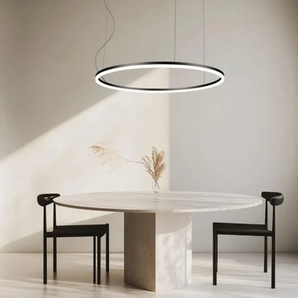 Pierścieniowa wisząca lampa 20264 LED 83W 3000K do salonu czarny