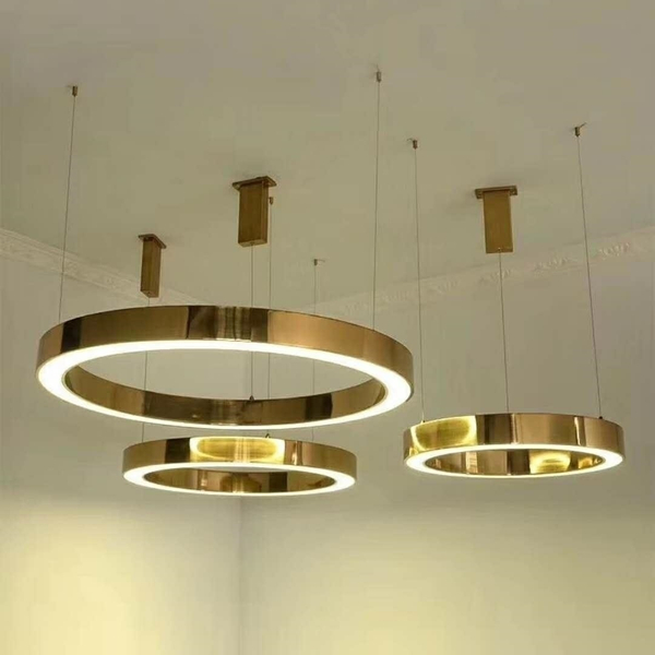 Złoty pierścień wiszący Ring do sypialni LED 50W 3000K  okrągły