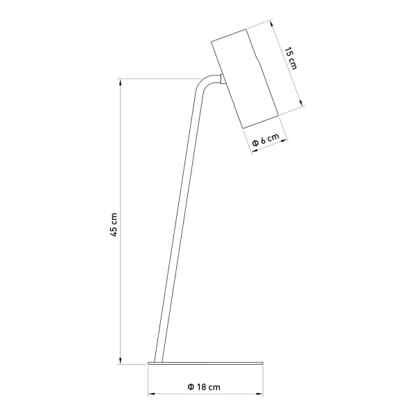 Lampka stołowa reflektorek LEDA czarna 1xGU10 metalowa tubka 41737