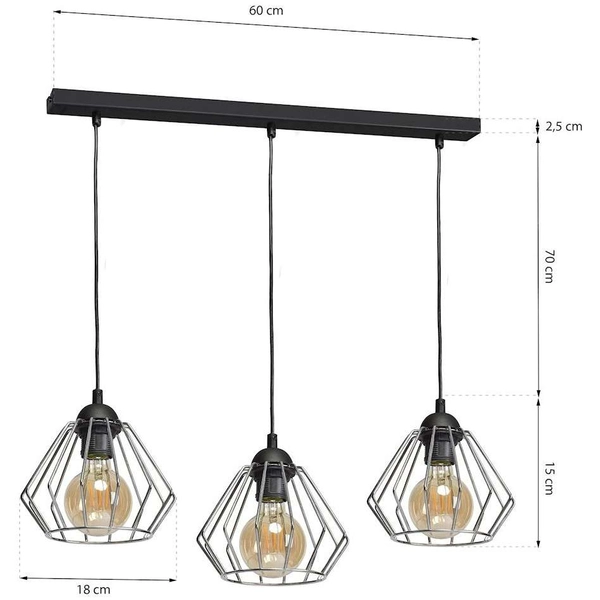 LAMPA wisząca NORMAN MLP6264 Milagro industrialna OPRAWA metalowy ZWIS druciane klatki czarne chrom