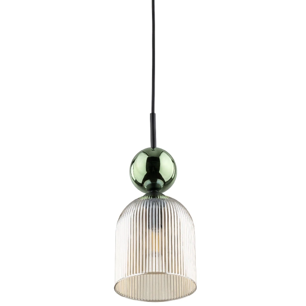 Nowoczesna wisząca lampa Sophia Green 11146 żebrowana zielona