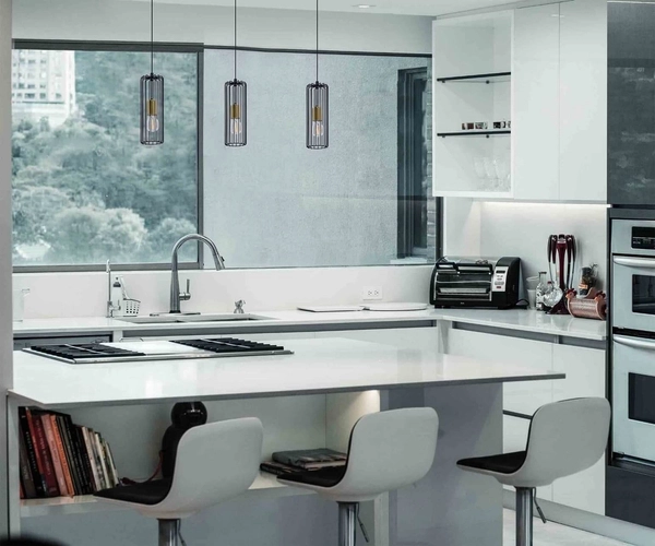 Lampa wisząca Gabia K-4936 druciak nad wyspę czarny złoty