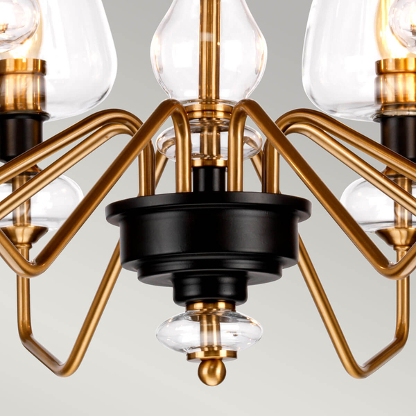 Industrialna lampa wisząca Armand DL-ARMAND8-AB Elstead metalowa złota czarna