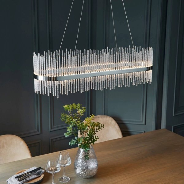 Owalna lampa nad stół L&-1107109 LED 47W 3000K wisząca chrom przezroczysty