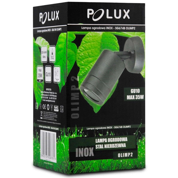 Ogrodowa LAMPA zewnętrzna OLIMP2 208781 Polux tuba OPRAWA ścienna elewacyjny KINKIET na taras IP44 outdoor czarny