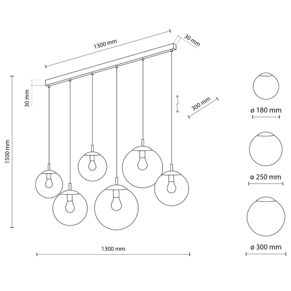 Zwisająca lampa na listwie Esme 4797 bańki belka multikolor