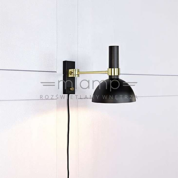 Kinkiet LAMPA ścienna LARRY 106970 Markslojd metalowa OPRAWA kopuła mosiądz czarna